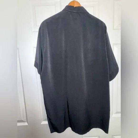 Versace Intensive Black Silk Jacquard Vintage Shirt Medusa Buttons Size 1X Y2K - Picture 10 of 14